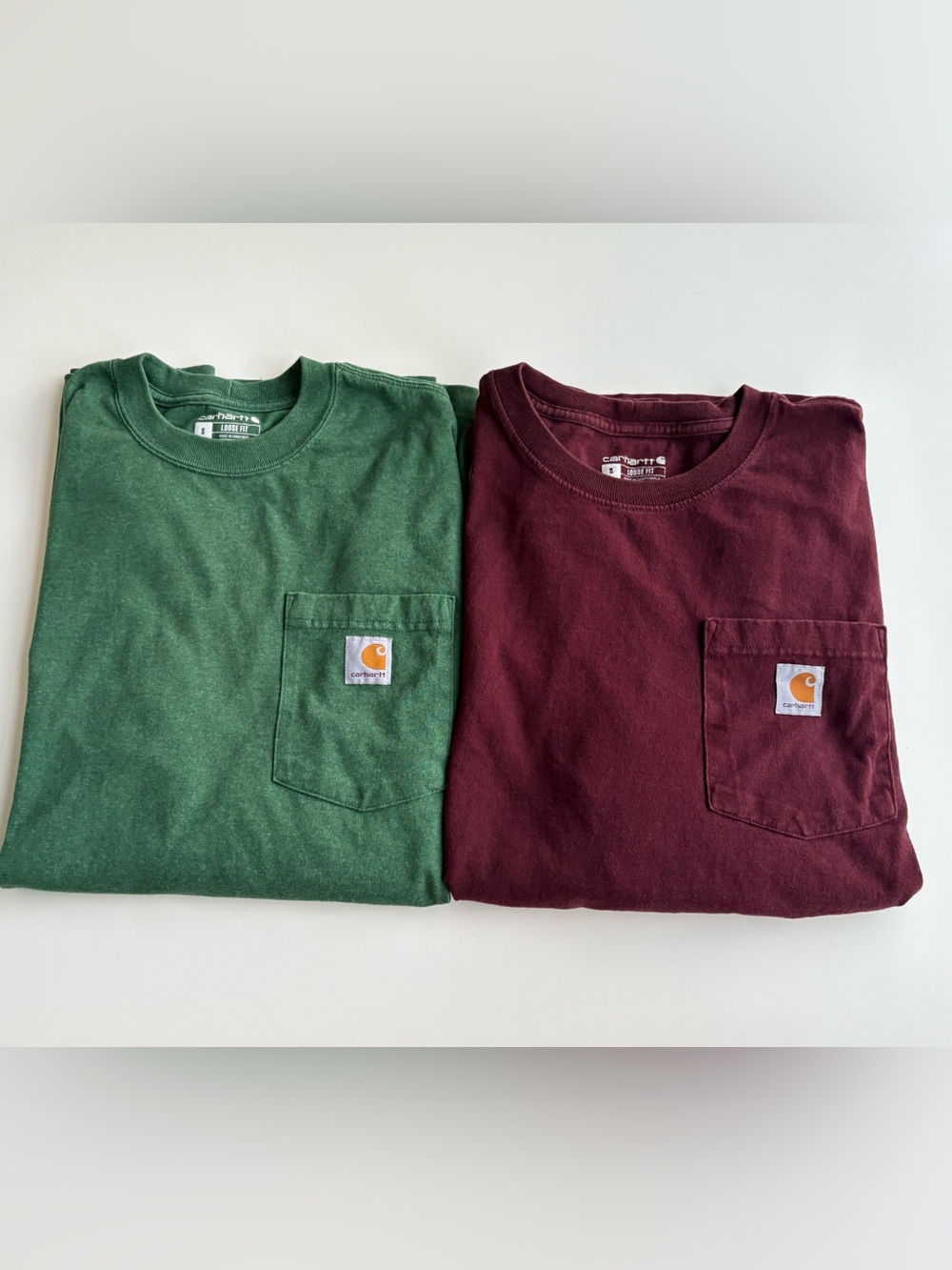 Lot of Carhartt Men's Loose Fit Long Sleeve Pocket Shirts. Both Size Small